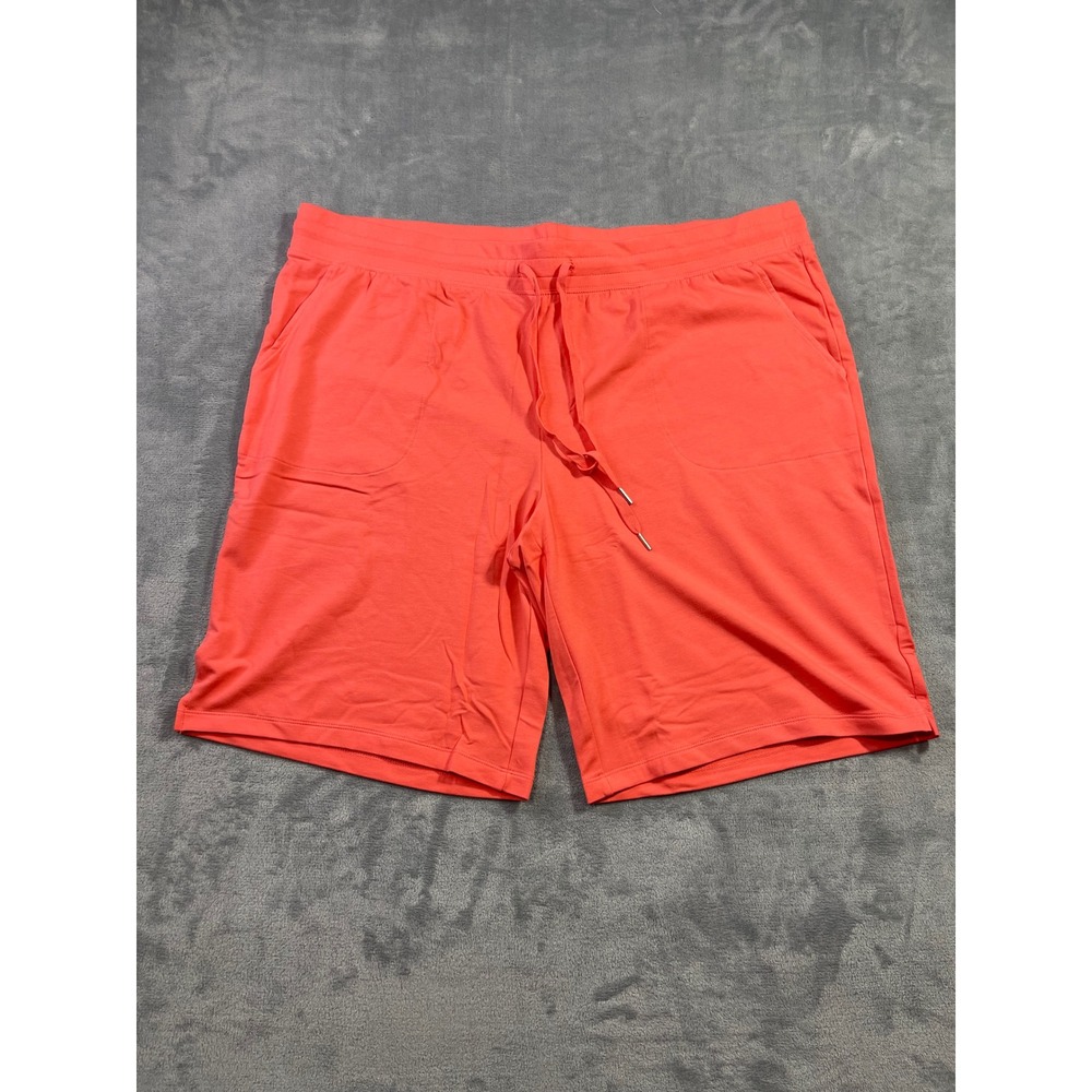 Denim & Co Active Women 2X Coral Knit Bermuda Shorts Pockets Drawstring Stretch